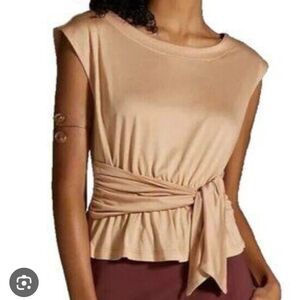 Anthropologie Women's Beige Wrap Blouse Size‎ XS